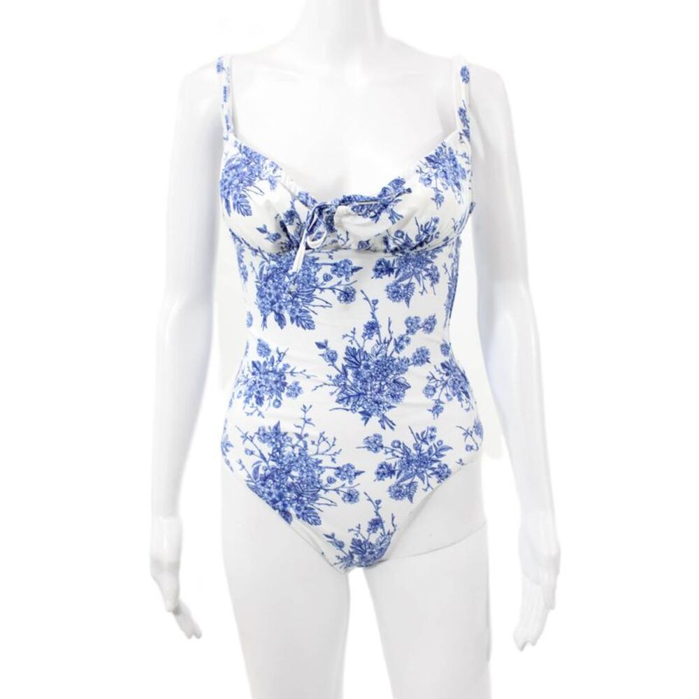 Berlook Women Floral Blue Polyester One Piece Swimwear Size S